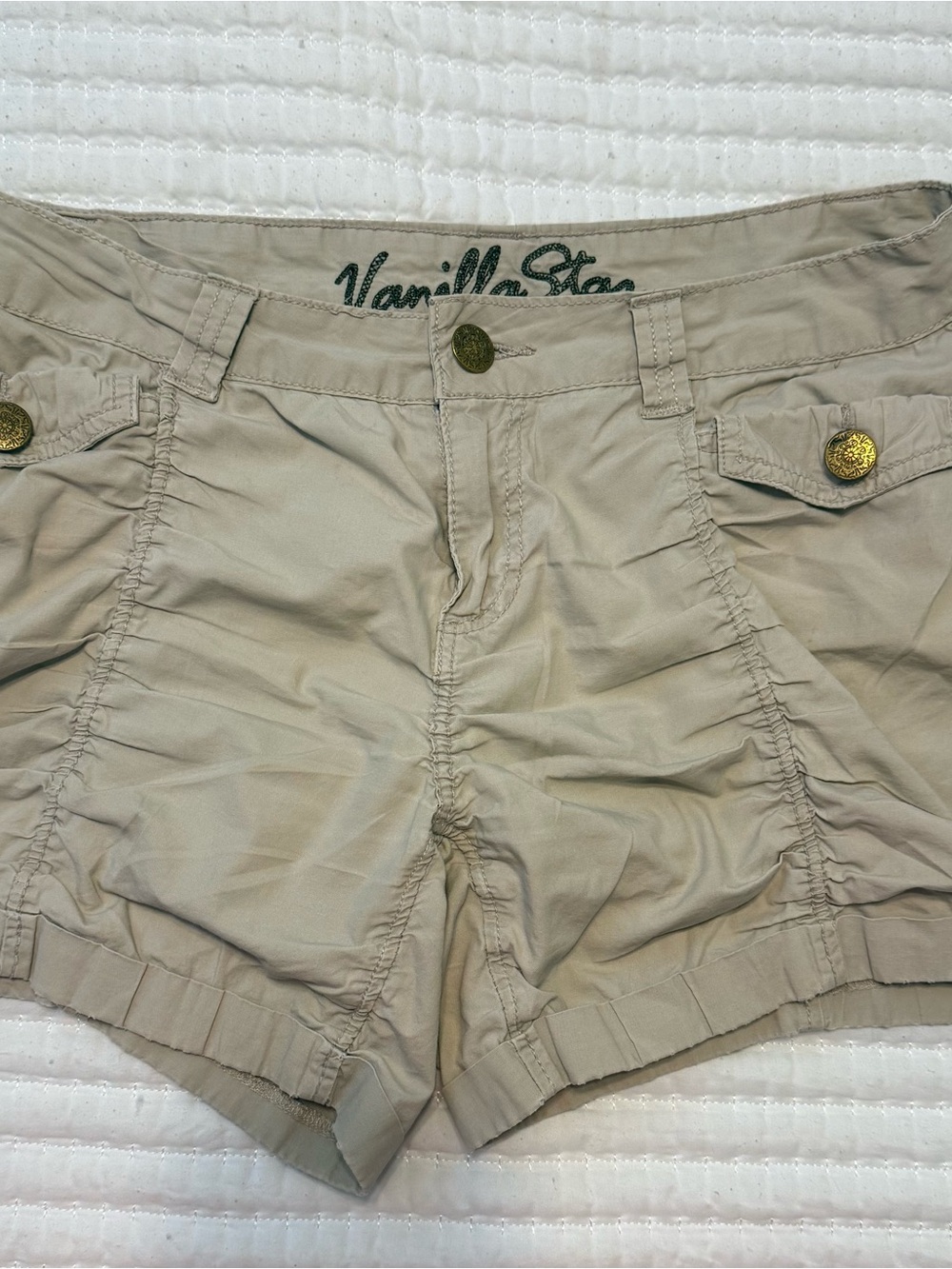 Vanilla Star Cargo Shorts Khaki Tan Size 11 Juniors Stretch Cotton